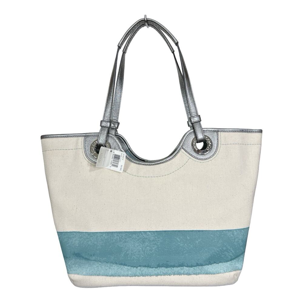 NWT Coach Starfish Beach Tote Canvas Set Zip Wallet Make Up Case Brand New Rare - Picture 5 of 16